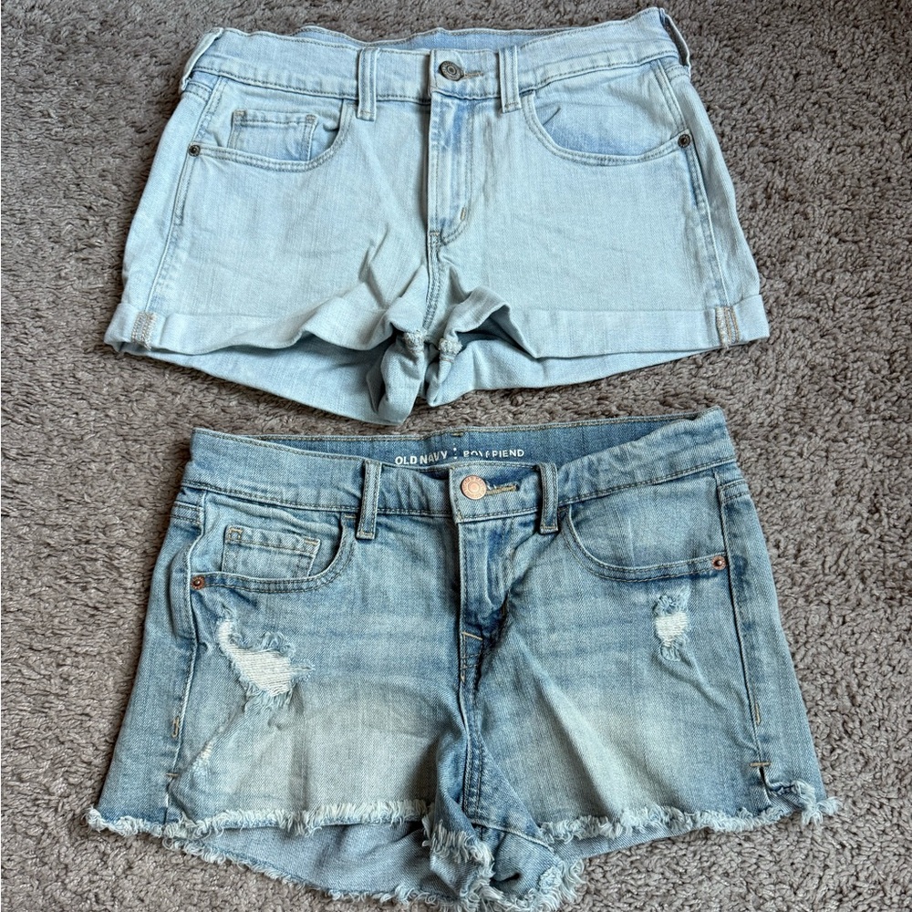 2 Old Navy Blue Denim Boyfriend Shorts